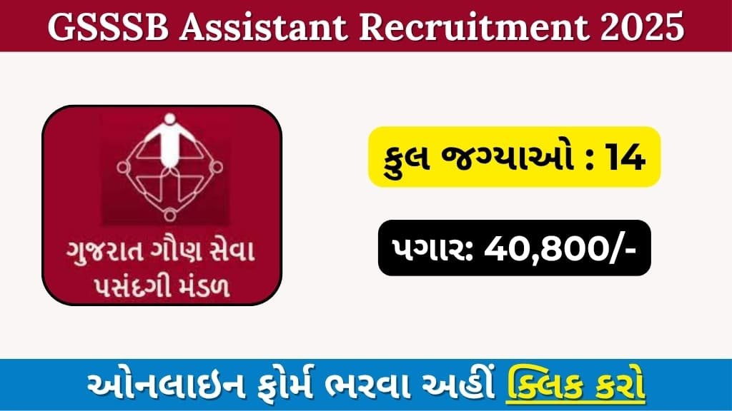 GSSSB Research Assistant Recruitment 2025 – Apply Online