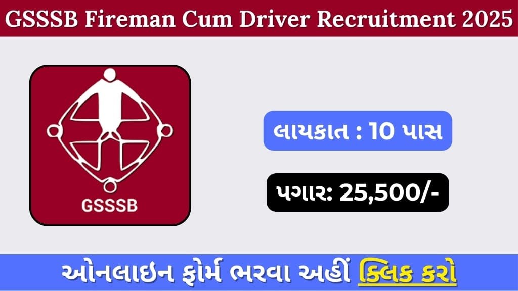 GSSSB Fireman Cum Driver Recruitment 2025