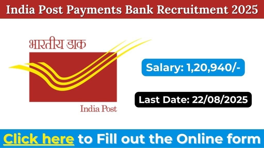 India Post Payments Bank Recruitment 2025: Apply Online for COO, CCO, CFO & CHRO Posts