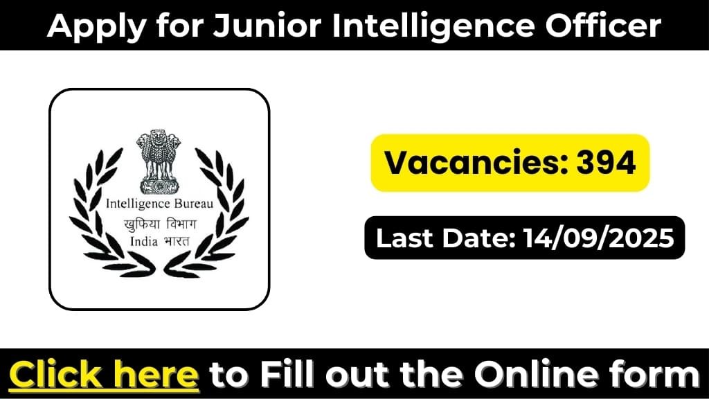 Intelligence Bureau Recruitment 2025: Apply for Junior Intelligence Officer (JIO-II/Tech) Posts