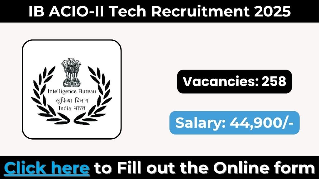 IB ACIO-II Tech Recruitment 2025: Notification Out for Technical Posts