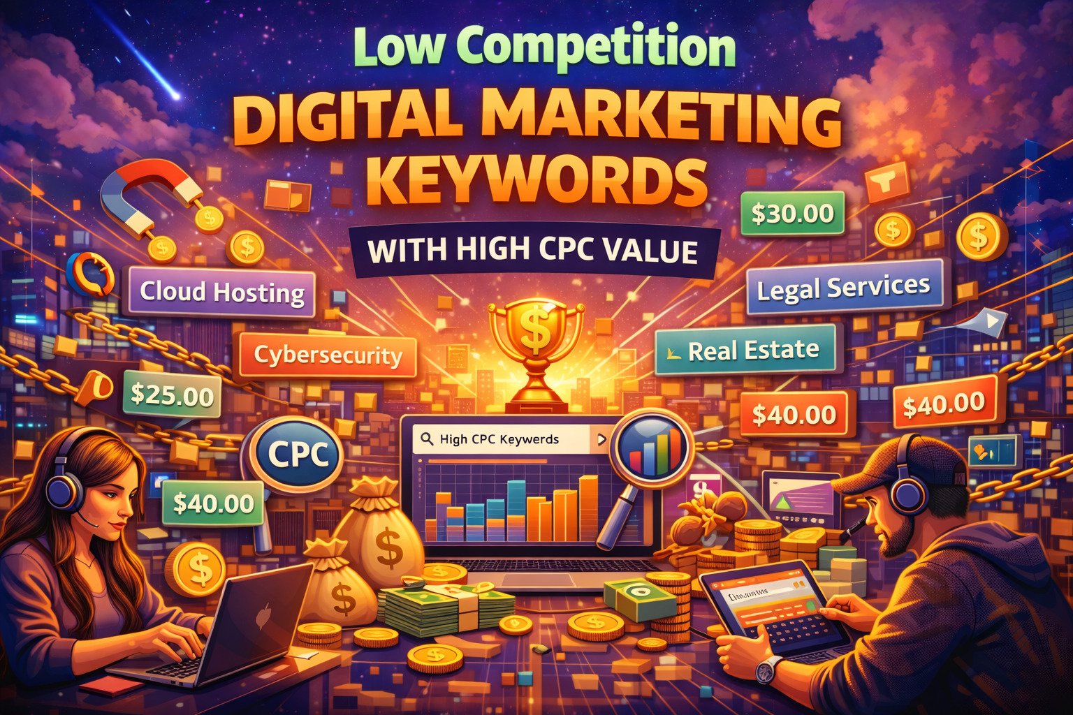 Low Competition Digital Marketing Keywords With High CPC Value