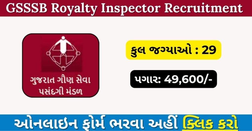 GSSSB Royalty Inspector Recruitment 2025: Eligibility, Syllabus, Fees & Apply Online