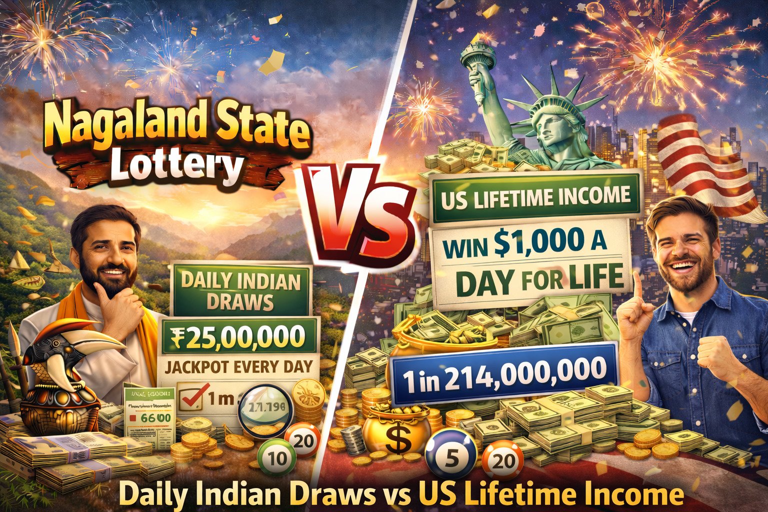 Nagaland State Lottery Vs Cash4Life: Daily Indian Draws vs US Lifetime Income