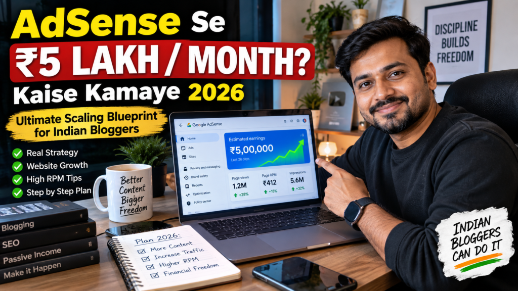 AdSense Se 5 Lakh Per Month Kaise Kamaye 2026 – Ultimate Scaling Blueprint for Indian Bloggers 1 AdSense se 5 lakh per month kaise kamaye 2026
