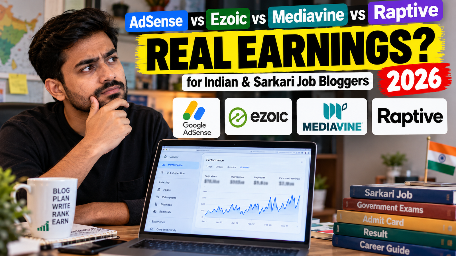 adsense vs ezoic vs mediavine vs raptive 2026