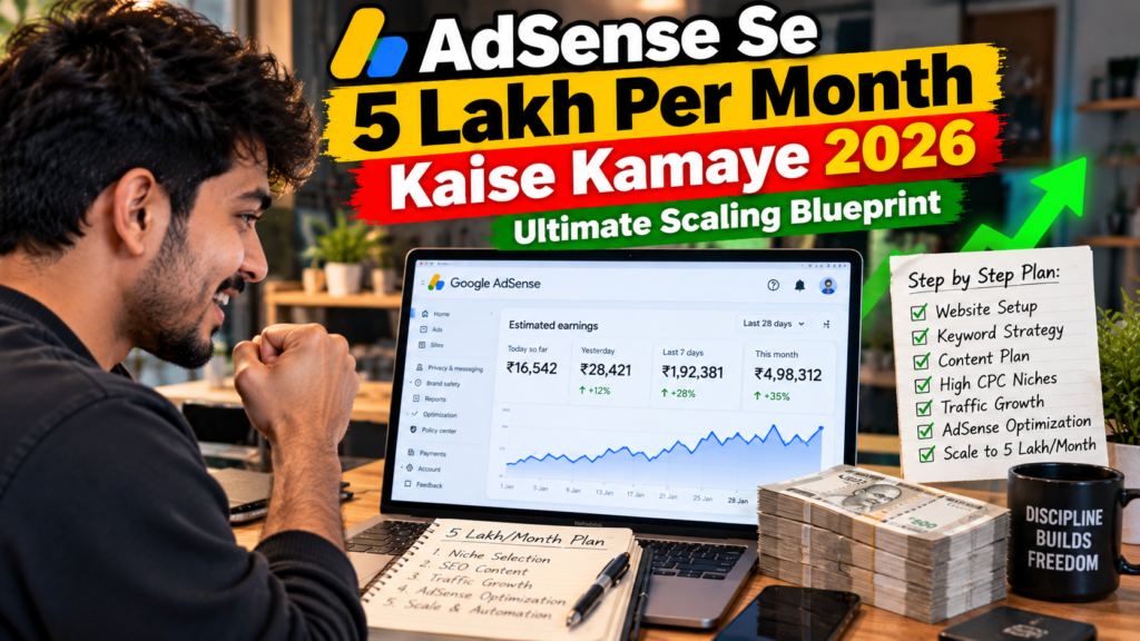 AdSense Se 5 Lakh Per Month Kaise Kamaye 2026 – Ultimate Scaling Blueprint 1 AdSense Se 5 Lakh Per Month Kaise Kamaye