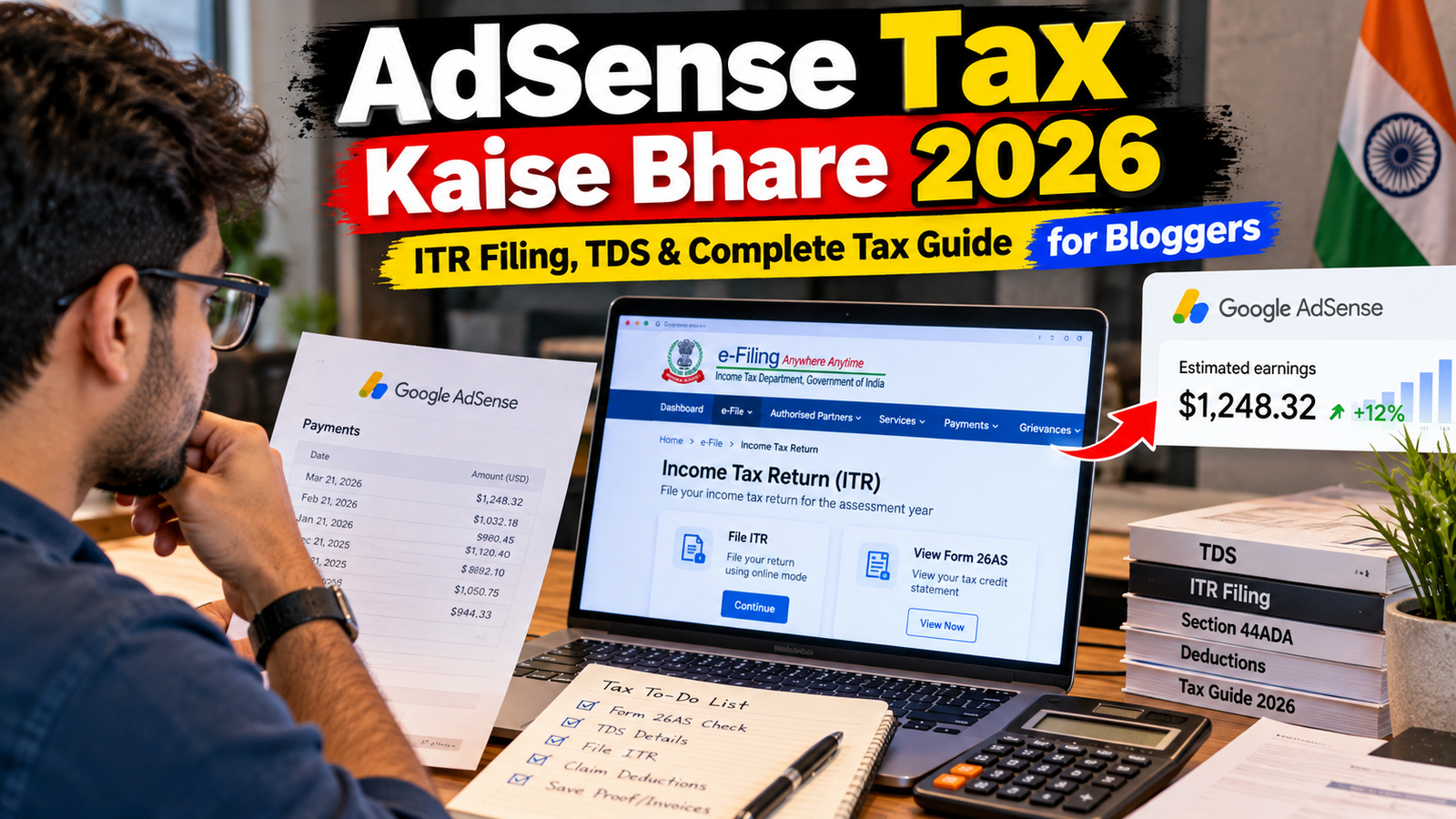 AdSense tax kaise bhare